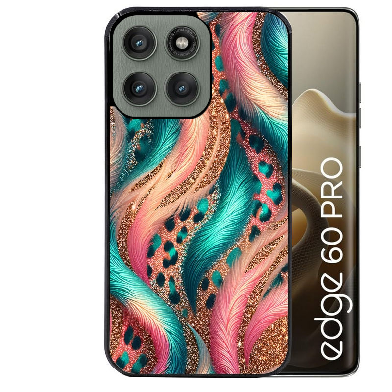 Coque noire taperso pour Moto Edge 60 et Neo Fusion Pro avec motif effet fourrure leopard 2 protection antichoc personnalisée