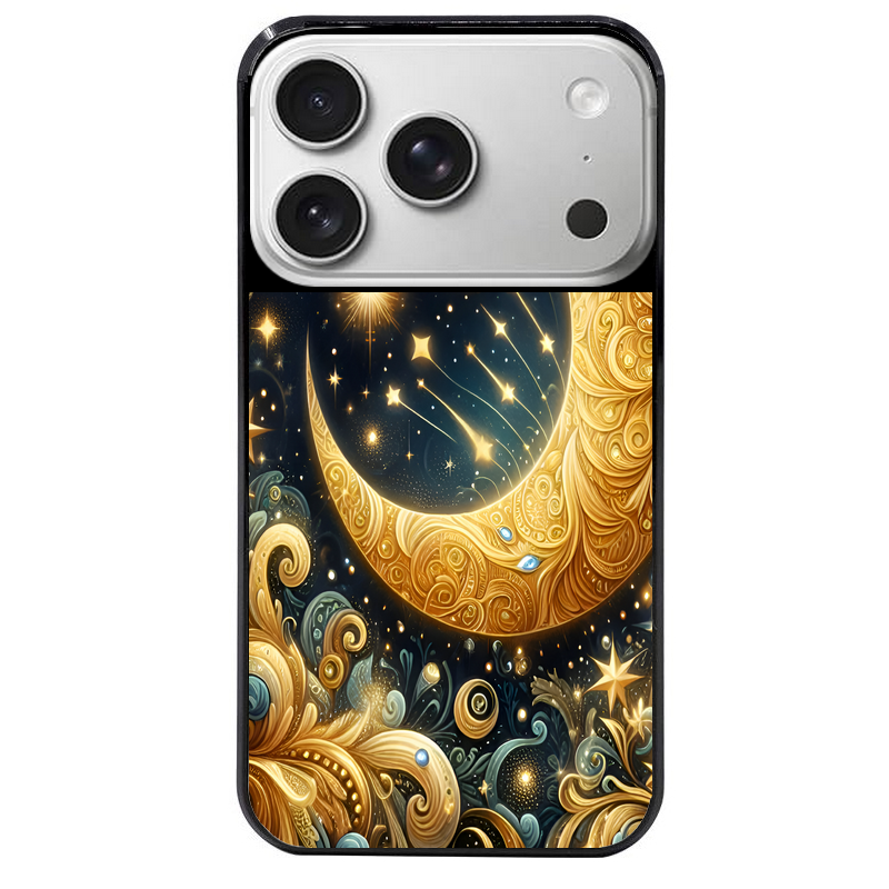 Coque noire taperso pour Iphone 17 17E AIR MAX PRO avec motif lune astre protection antichoc personnalisée