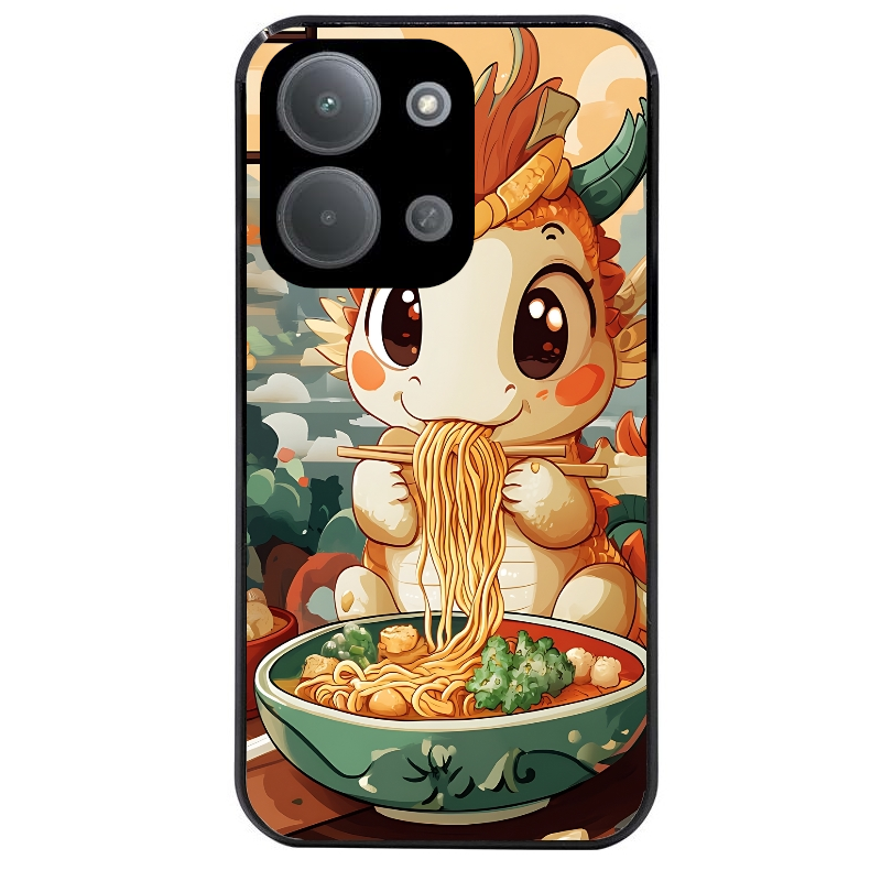 Coque noire taperso pour POCO C85 avec motif dragon ramen 3 protection antichoc personnalisée