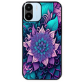Coque noire taperso pour Redmi A1 et A2 avec motif tropical mandala et fleur violet protection antichoc personnalisée