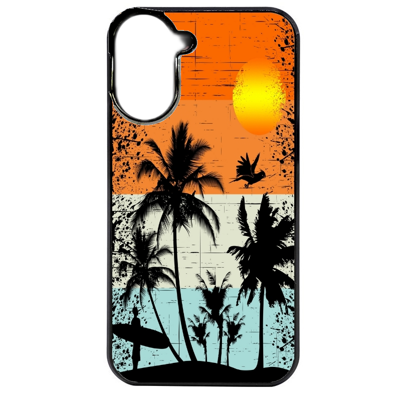 Coque noire taperso pour POCO C71 4G avec motif hawai sun protection antichoc personnalisée