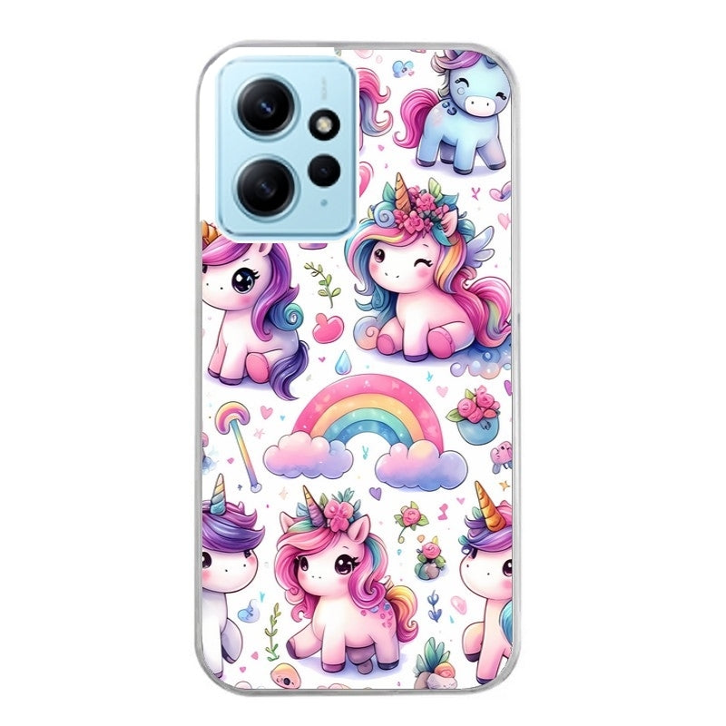 Coque taperso pour Redmi Note 12 4G 5G PRO 4G avec motif licorne arc en ciel protection antichoc personnalisée