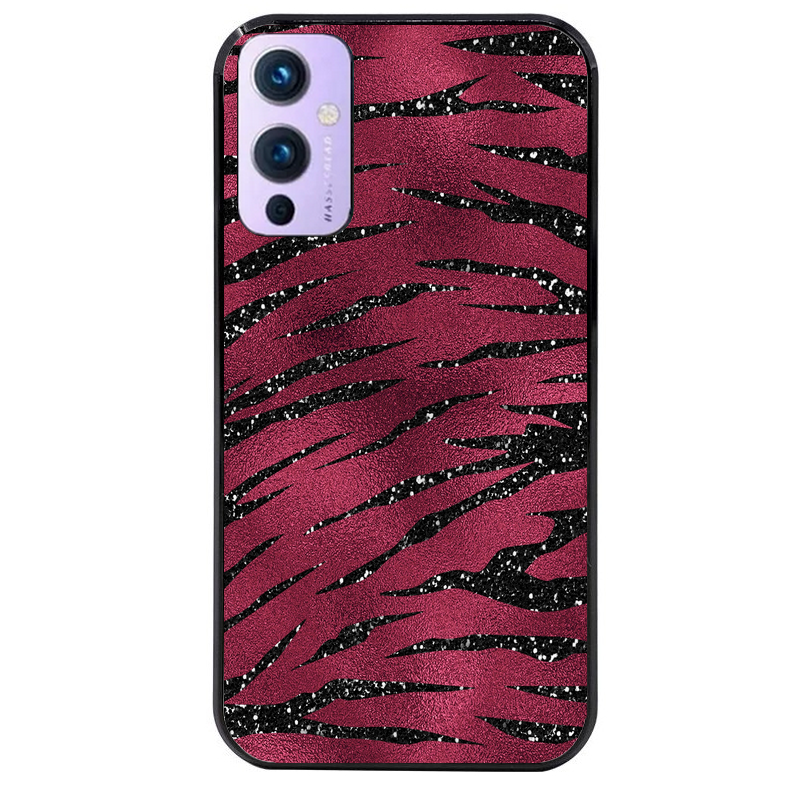 Coque noire taperso pour OnePlus 9 et 9 PRO avec motif zebre grenat protection antichoc personnalisée