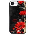 Coque noire taperso pour Iphone 17 17E AIR MAX PRO avec motif fleur rouge avec prenom protection antichoc personnalisée