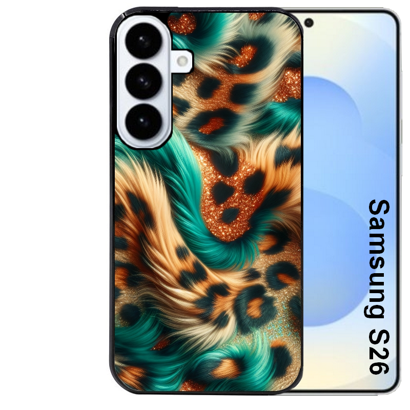 Coque noire taperso pour galaxy S26 et PLUS ULTRA FE avec motif effet fourrure leopard 3 protection antichoc personnalisée