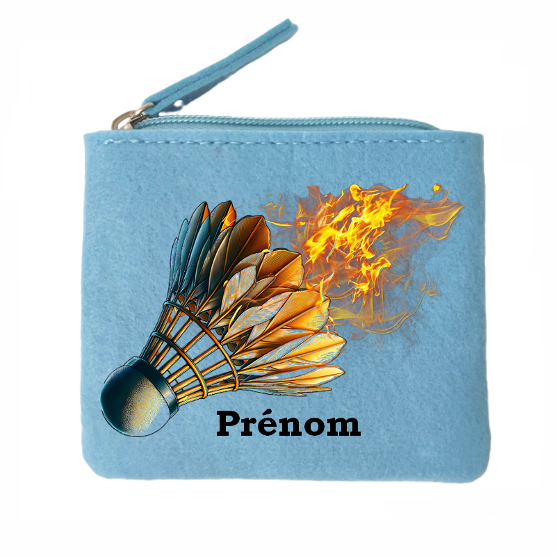 Porte monnaie personnalisé badminton volant en feutrine en feutrine