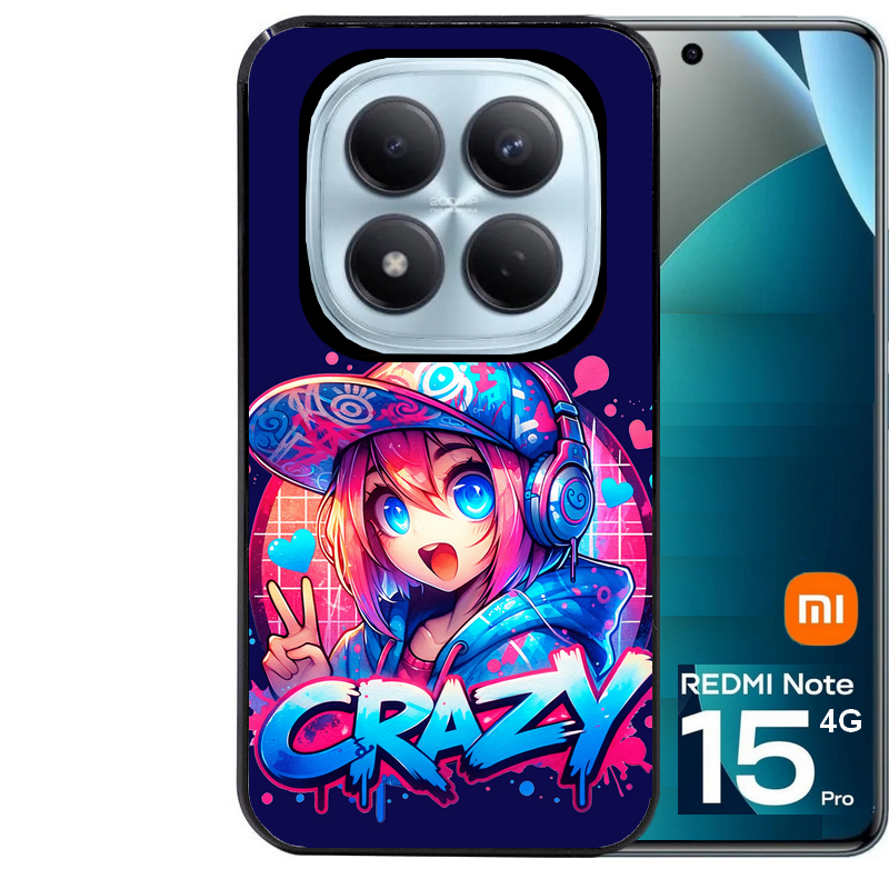 Coque noire taperso pour Redmi Note 15 et PRO PLUS 4G 5G avec motif anime crazy protection antichoc personnalisée