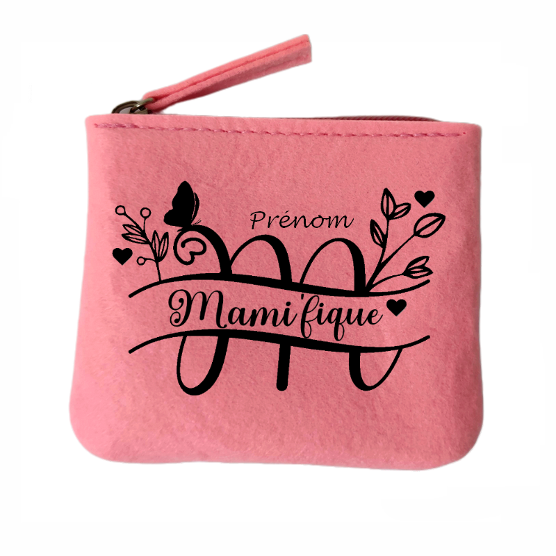 Porte monnaie personnalisé mamie magnifique en feutrine en feutrine