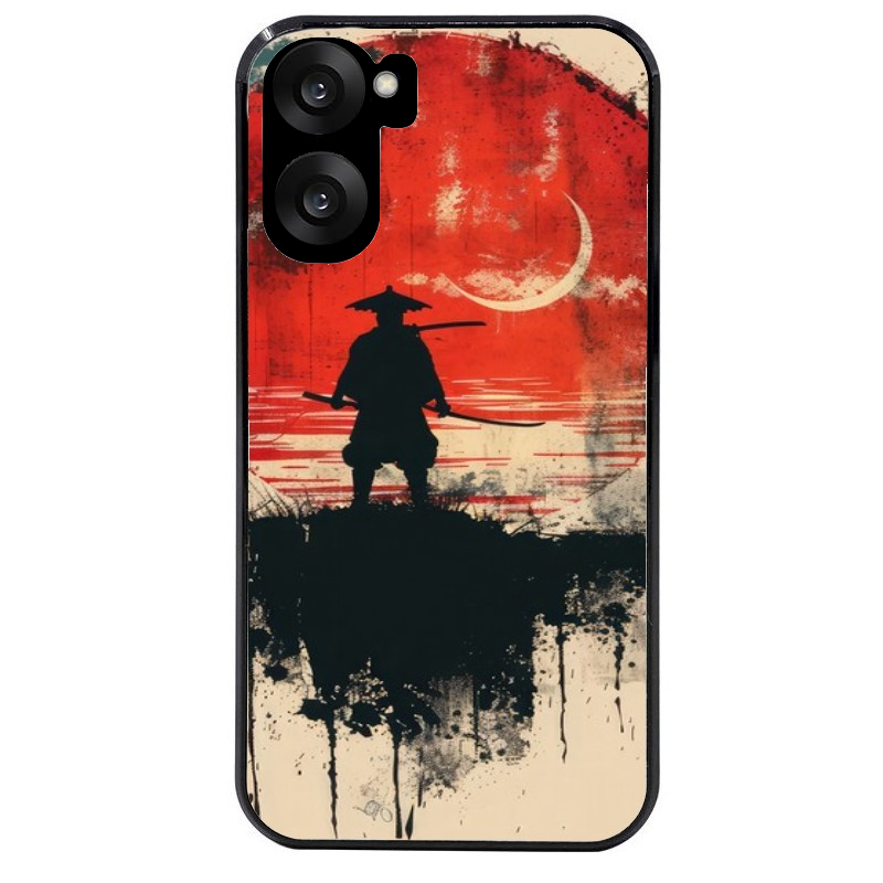 Coque noire taperso pour OnePlus Nord CE5 avec motif samourai rouge protection antichoc personnalisée