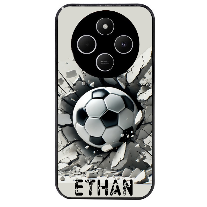 Coque noire taperso pour POCO C75 avec motif foot beton personnalisee protection antichoc personnalisée