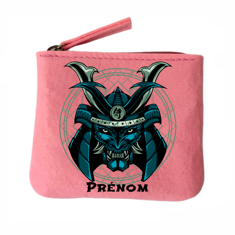 Porte monnaie personnalisé samourai manga en feutrine en feutrine