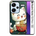 Coque noire taperso pour Redmi Note 13 PRO PLUS 5G avec motif chat ramen nuage protection antichoc personnalisée