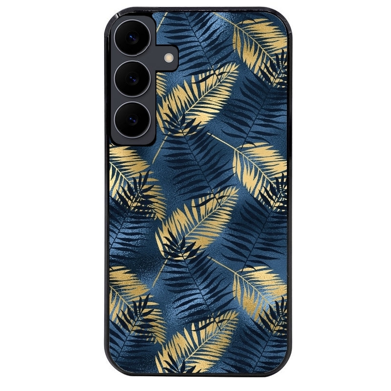 Coque noire taperso pour galaxy A06 A16 A26 A36 A56 avec motif palmier bleu protection antichoc personnalisée