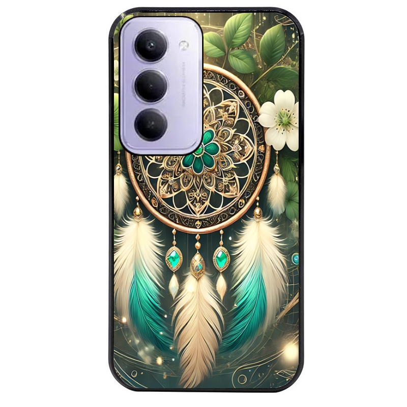 Coque noire taperso pour Redmi 15 4G et 5G avec motif dreamcatcher talisman protection antichoc personnalisée