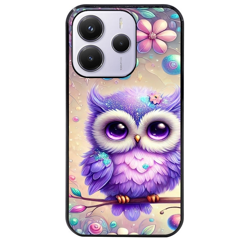 Coque noire taperso pour Redmi Note 14 et PRO PLUS 4G 5G avec motif chouette violette protection antichoc personnalisée