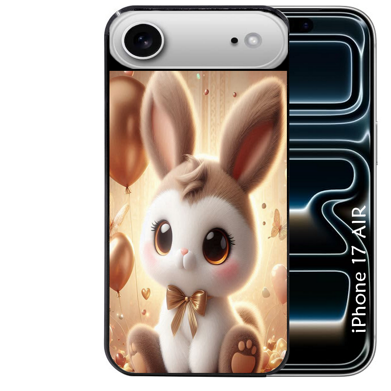 Coque noire taperso pour Iphone 17 17E AIR MAX PRO avec motif lapin ballon protection antichoc personnalisée