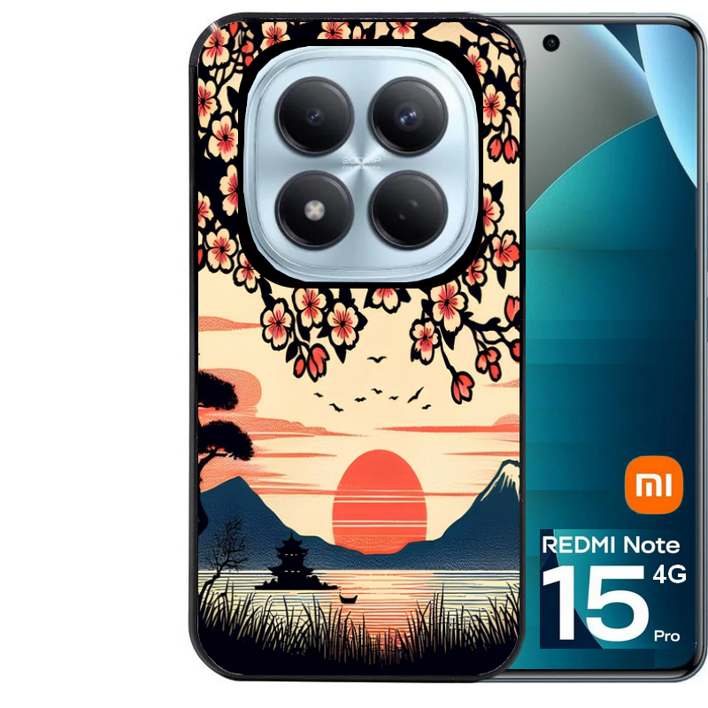 Coque noire taperso pour Redmi Note 15 et PRO PLUS 4G 5G avec motif japan cerisier protection antichoc personnalisée