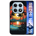 Coque noire taperso pour Redmi Note 15 et PRO PLUS 4G 5G avec motif hawaii palmier protection antichoc personnalisée