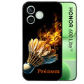 Coque noire pour Honor 600 LITE avec motif badminton flamme personnalisée protection antichoc personnalisée