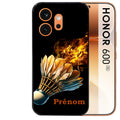 Coque noire taperso pour Honor 600 et 600 PRO avec motif badminton flamme protection antichoc personnalisée