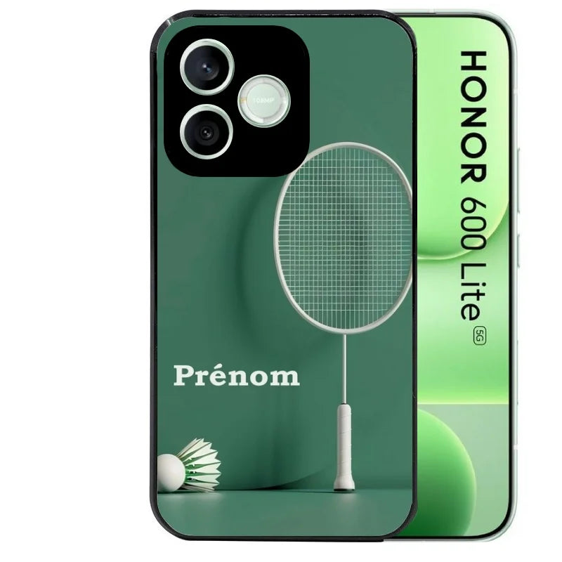 Coque noire pour Honor 600 LITE avec motif badminton sport personnalisée protection antichoc personnalisée
