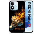 Coque pour Redmi Note 17 et PRO 4G 5G Max personnalisée badminton flamme