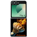 Coque pour Z FLIP 6 7 8 personnalisée badminton flamme