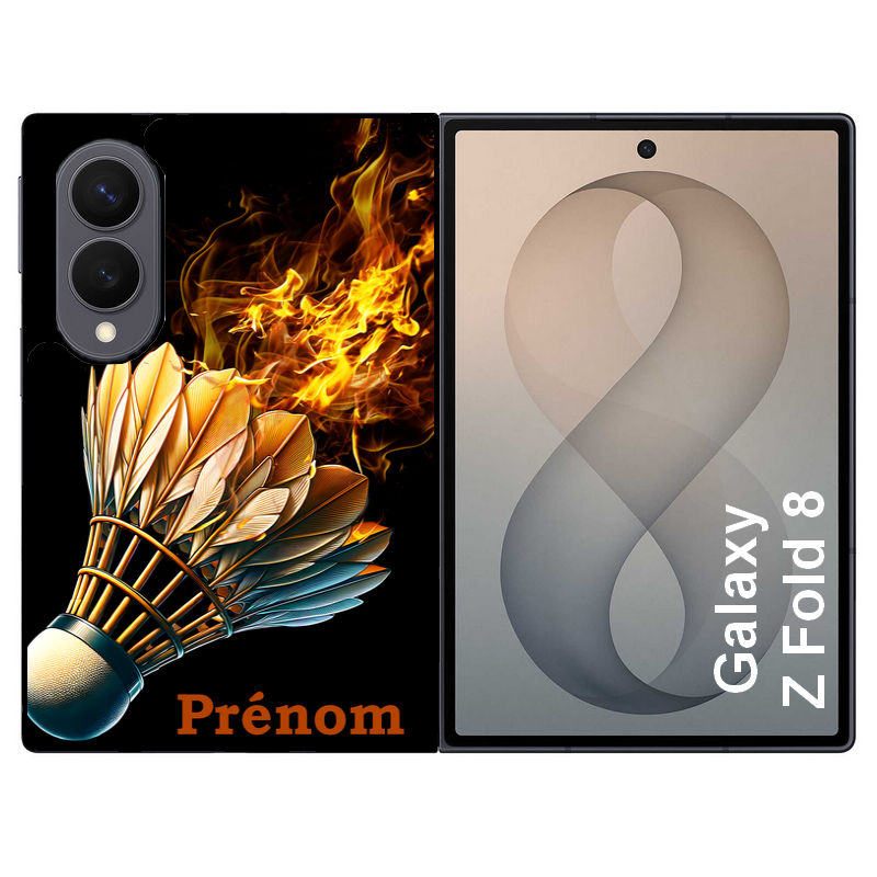 Coque pour Z FOLD 8 personnalisée badminton flamme