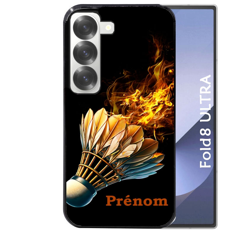 Coque pour Z FOLD 8 ULTRA personnalisée badminton flamme