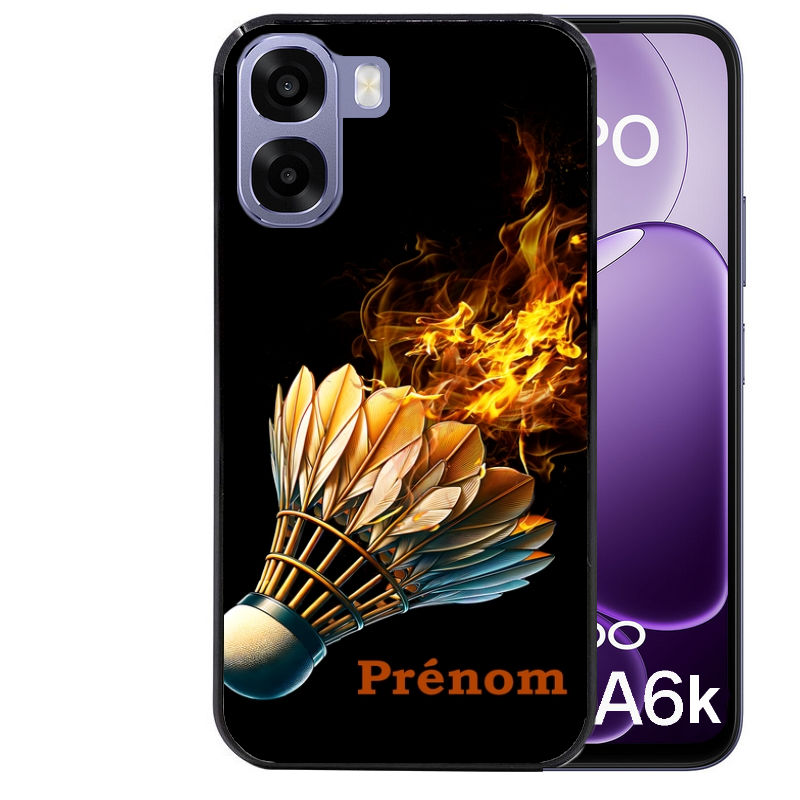 Coque pour Oppo A6 A6 A6K personnalisée badminton flamme