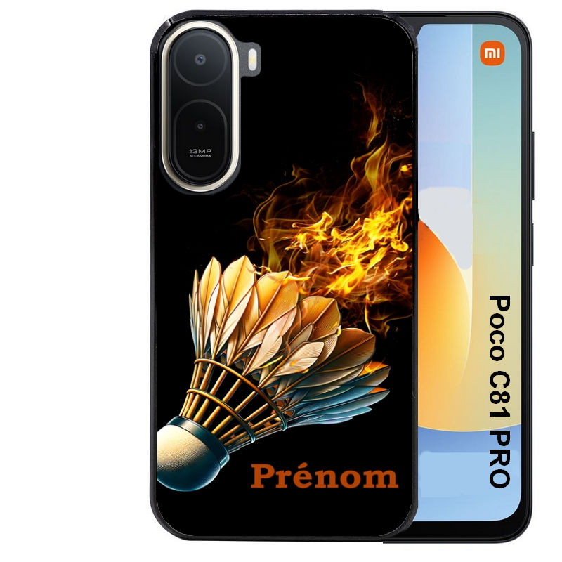 Coque pour POCO C81 PRO personnalisée badminton flamme