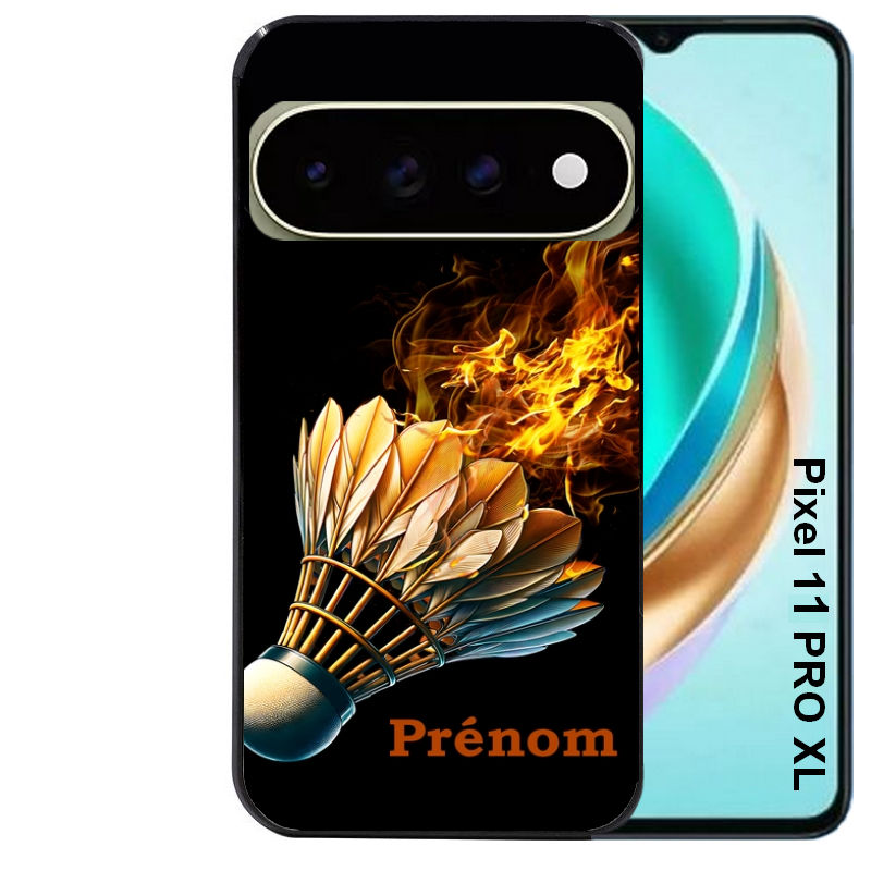 Coque pour Pixel 10 / 11 / PRO / XL personnalisée badminton flamme
