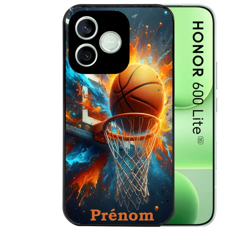 Coque noire pour Honor 600 LITE avec motif basket ball color personnalisée protection antichoc personnalisée