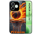 Coque noire pour Honor 600 LITE avec motif basket flamme personnaliséee protection antichoc personnalisée