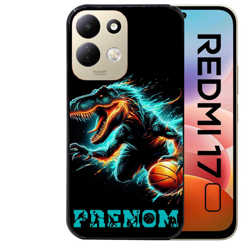 Coque pour Redmi 17 et 17C 4G 5G personnalisée basket et dino