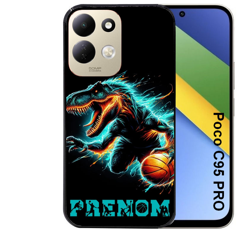 Coque pour POCO C95 PRO personnalisée basket et dino