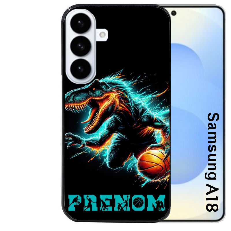 Coque pour Galaxy A08 A18 A28 A38 A58 personnalisée basket et dino