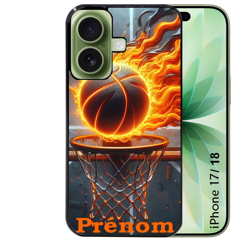 Coque pour Iphone 18 / PRO / PRO MAX / 18E personnalisée basket flamme