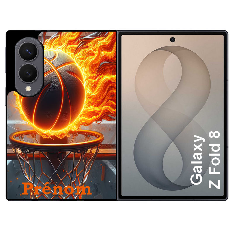 Coque pour Z FOLD 8 personnalisée basket flamme