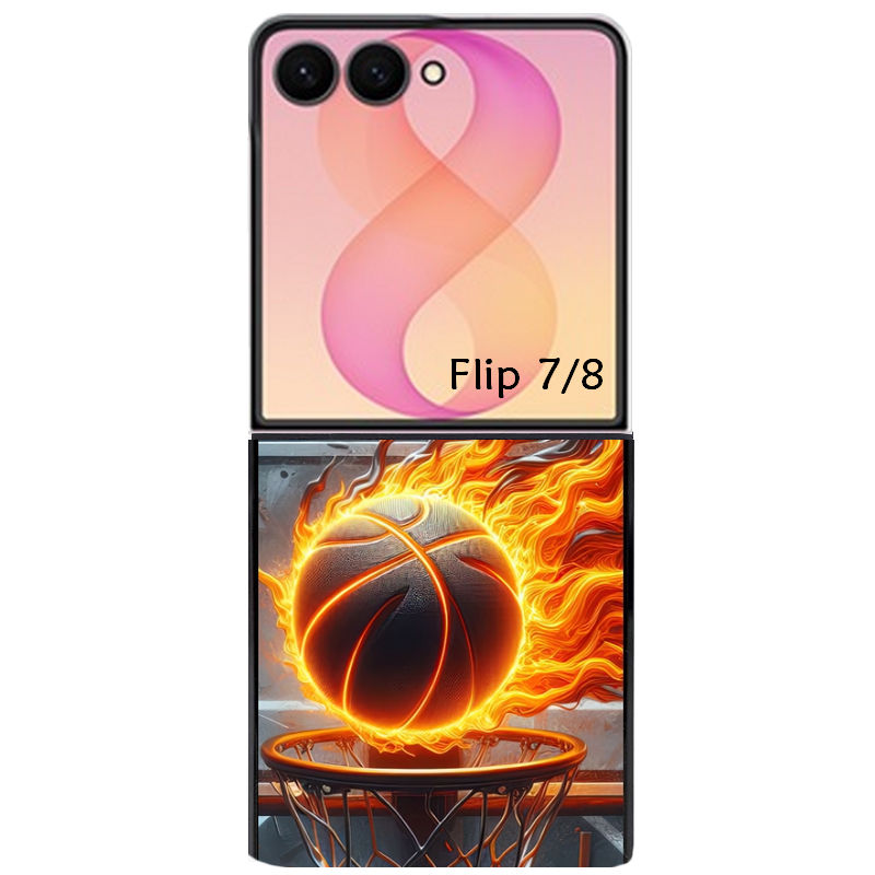 Coque pour Z FLIP 6 7 8 personnalisée basket flamme