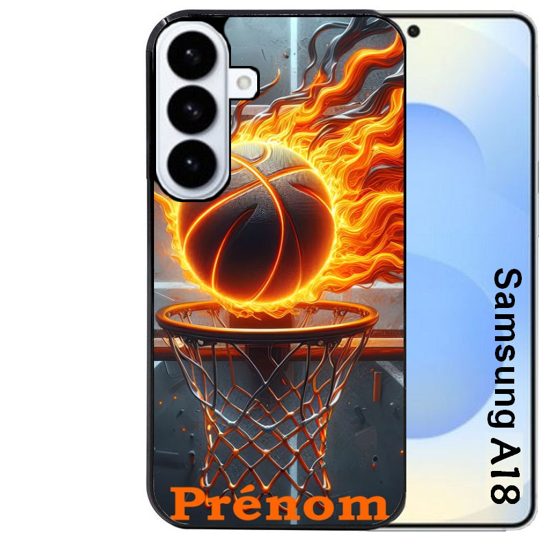 Coque pour Galaxy A08 A18 A28 A38 A58 personnalisée basket flamme
