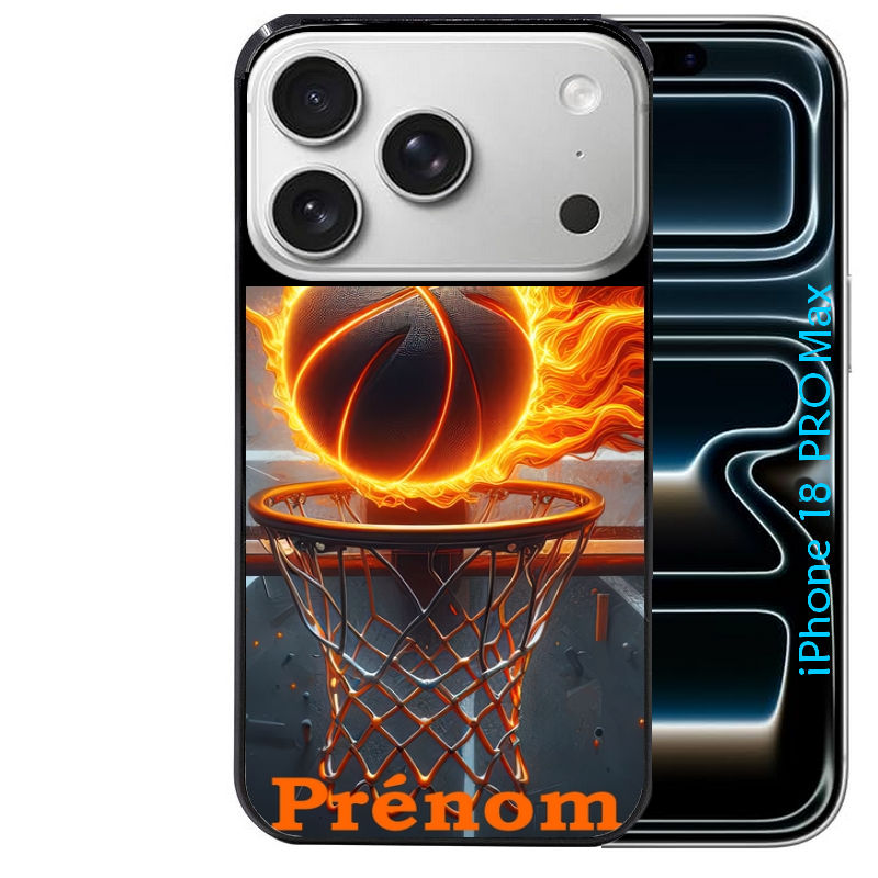 Coque pour Iphone 18 / PRO / PRO MAX / 18E personnalisée basket flamme