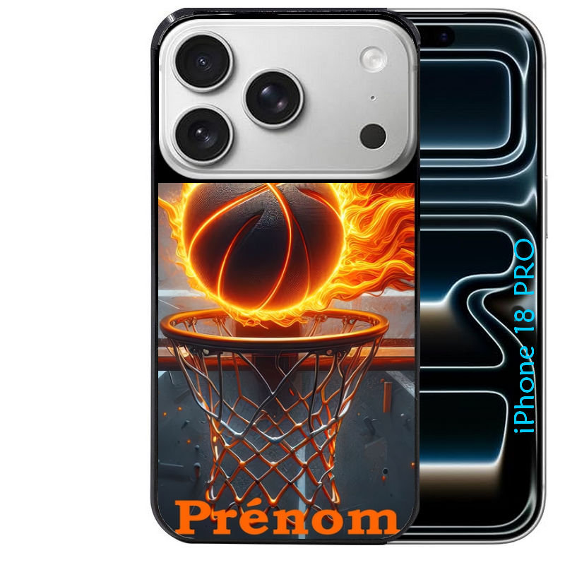 Coque pour Iphone 18 / PRO / PRO MAX / 18E personnalisée basket flamme