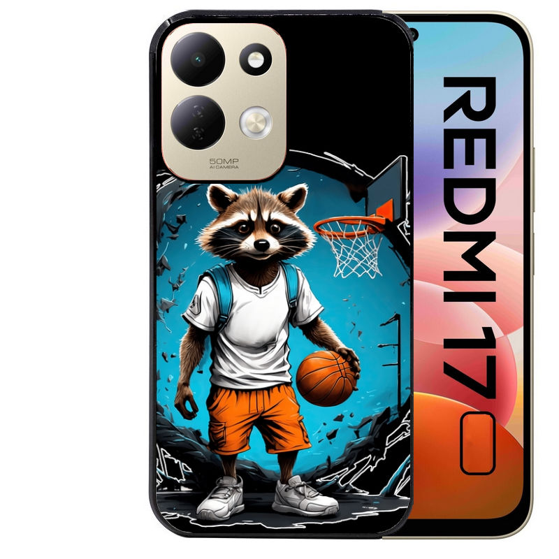 Coque pour Redmi 17 et 17C 4G 5G basket racoon