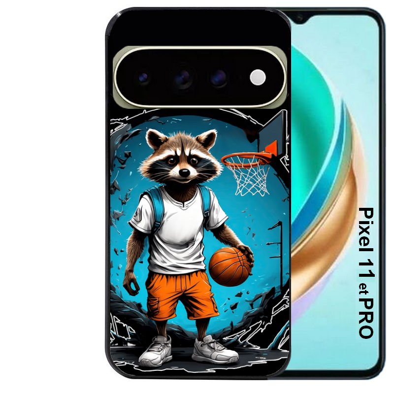 Coque pour Pixel 10 / 11 / PRO / XL basket racoon