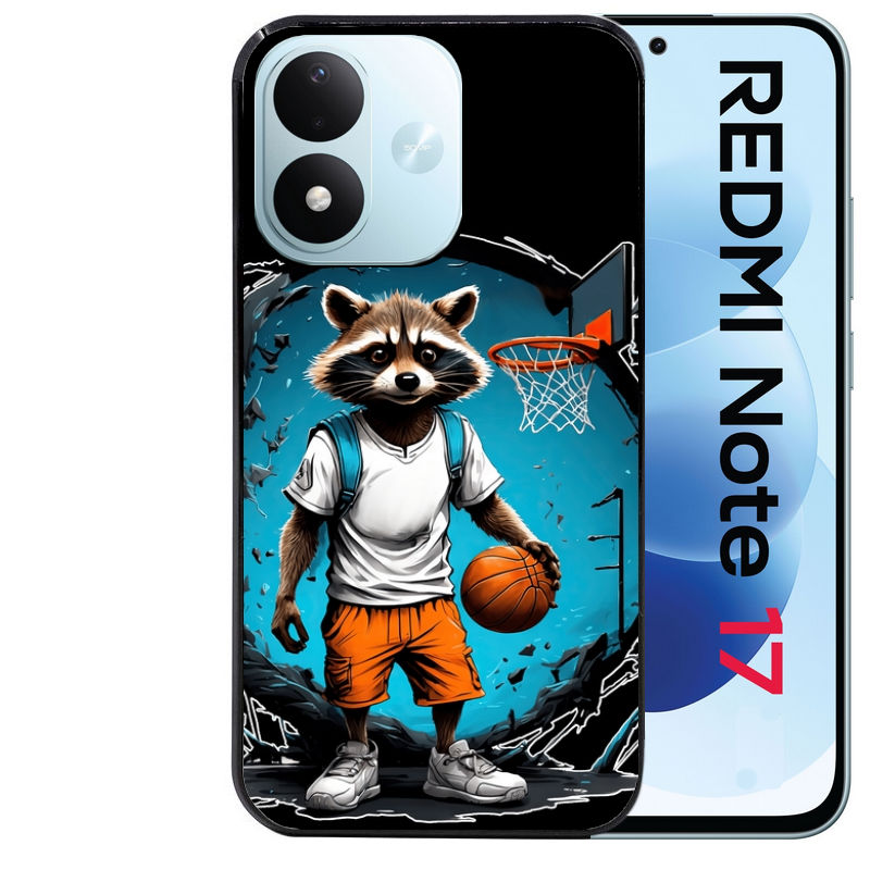 Coque pour Redmi Note 17 et PRO 4G 5G Max basket racoon