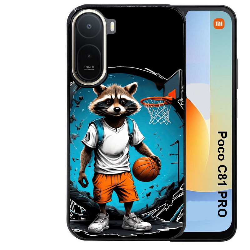 Coque pour POCO C81 PRO basket racoon