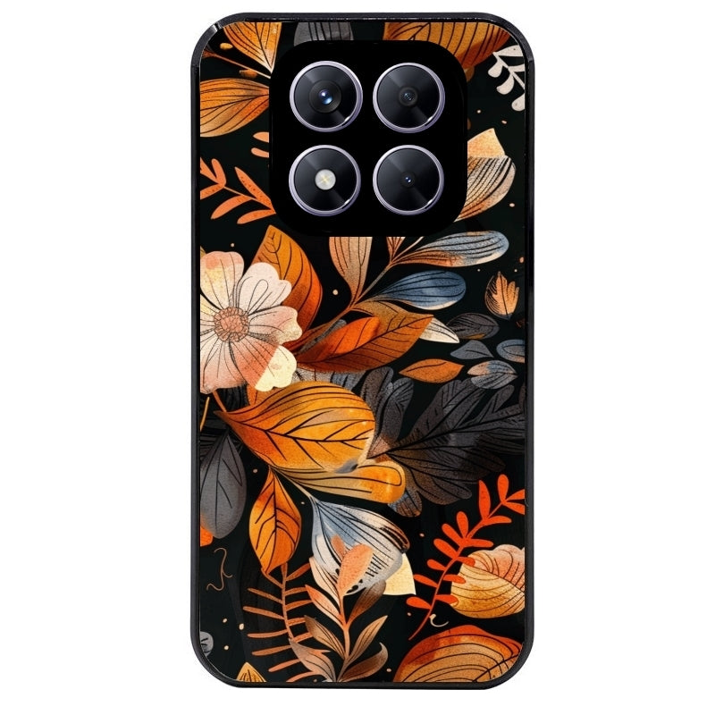 Coque noire taperso pour Redmi Note 14 et PRO PLUS 4G 5G avec motif fleur automne protection antichoc personnalisée