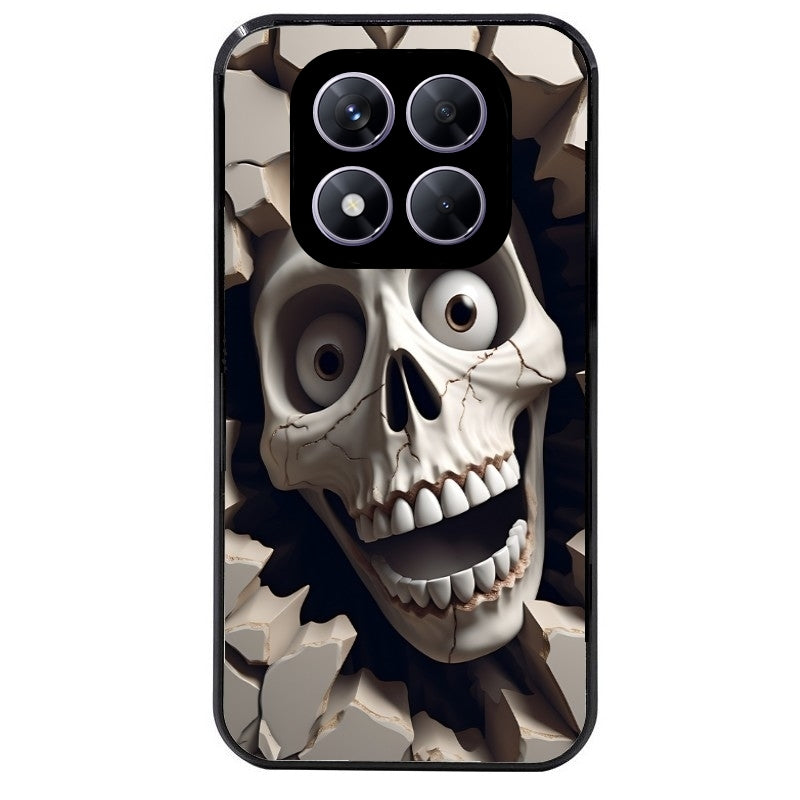 Coque noire taperso pour Redmi Note 14 et PRO PLUS 4G 5G avec motif tete de mort smile protection antichoc personnalisée