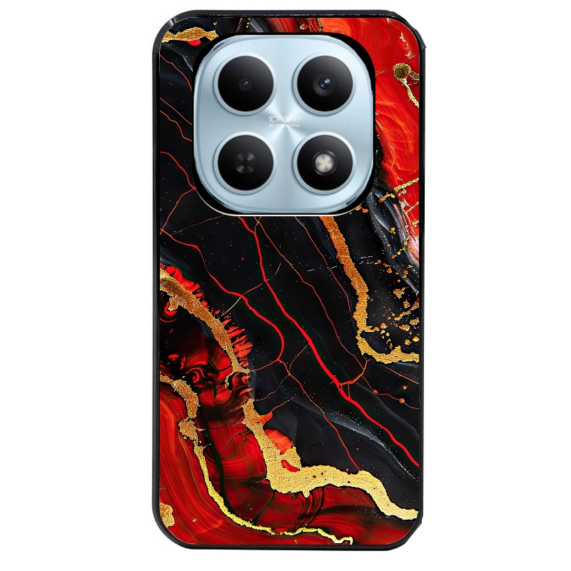 Coque noire taperso pour POCO M8 5G et PRO 5G avec motif marbre rouge protection antichoc personnalisée